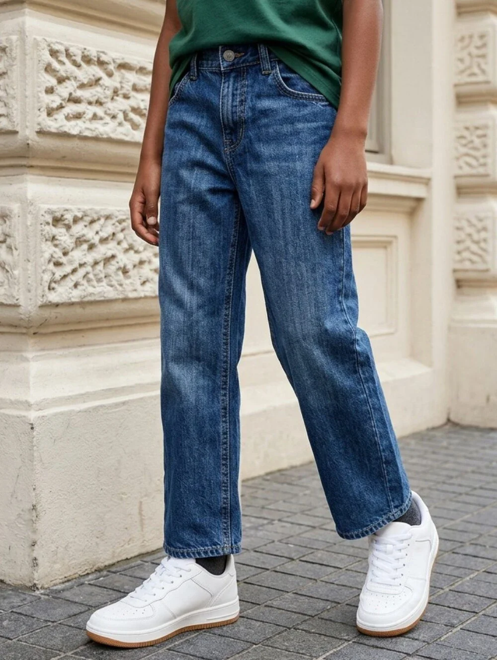 Old Navy Boys 12 Straight Leg Jeans Adjustable Waist Medium Wash Denim Everyday